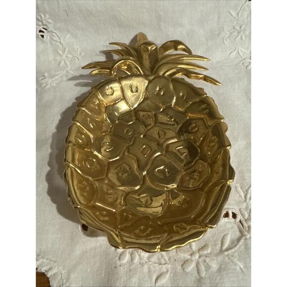 VTG Solid Brass Pineapple Trinket, Keys, Pocket Change Dish 6.5” Colonial - Picture 3 of 7